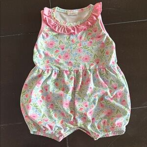Floral Baby Romper with Pink Ruffle